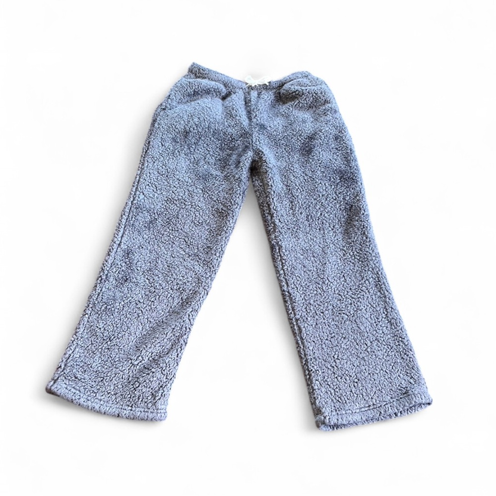 Plush, Warm, Cozy Gray Fleece Elastic Waist Pajama Pants with Pockets - Picture 3 of 10